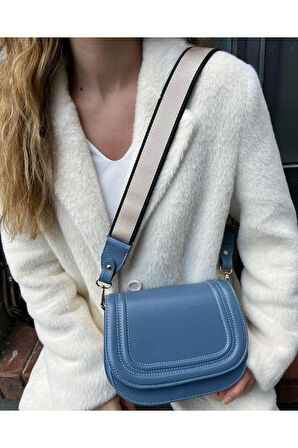 Kanvas Askılı Rugan Çanta Mavi