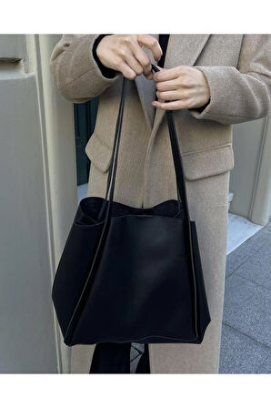 Oversize Yavrulu Çanta Siyah