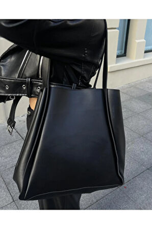 Oversize Yavrulu Çanta Siyah