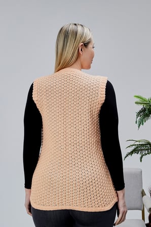 Kadın Angora Simli Yün Örgü Cepli Anne Triko Yelek