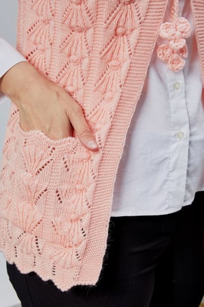 Kadın Yumoş Kazayağı Model Kalın Kışlık Özel Örgü Cepli Triko Anne Yelek