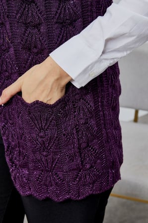 Kadın Yumoş Kazayağı Model Kalın Kışlık Özel Örgü Cepli Triko Anne Yelek