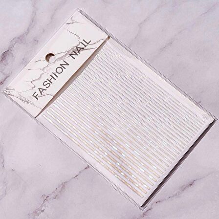 Adanil Nail Art Kendinden Yapışkanlı Şerit Sticker Parıltılı Gümüş