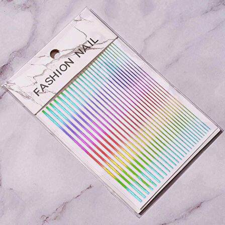 Adanil Nail Art Kendinden Yapışkanlı Şerit Sticker Parıltılı Çok Renkli Gökkuşağı Rainbow