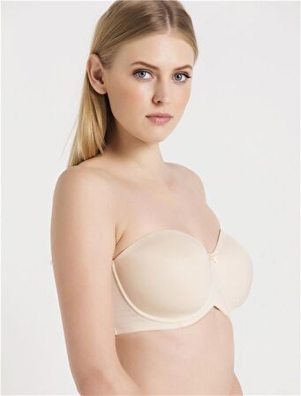 7038 - Düz Kumaşlı Büyük Beden İnce Süngerli Askısız Sütyen