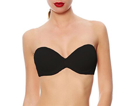 2081 - Düz Kumaşlı Çok Dolgulu Askısız Sütyen