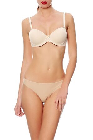 2081 - Düz Kumaşlı Çok Dolgulu Askısız Sütyen