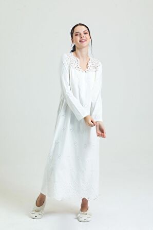 38110 - Brodeli Tesettürlü Gecelik