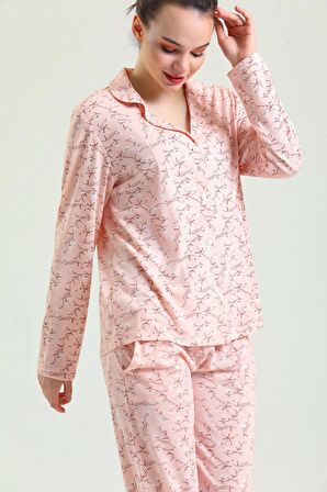 17670 - Önden Düğmeli Penye Pijama Tk