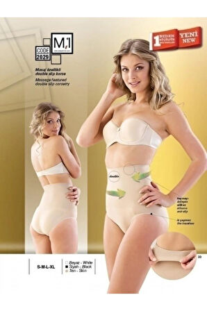 Kadın Bej Dikişsiz Masaj Özellikli Çift Kat Slip Korse 2029