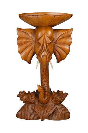 Tek Parça El Yapımı Fil Dekoratif Obje ve Sehpa 40 cm x 75 cm