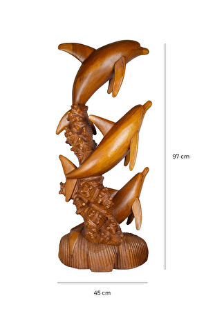 Dekoratif Ahşap Yunus Objesi El Yapımı Doğal Tasarım 45 cm x 97 cm