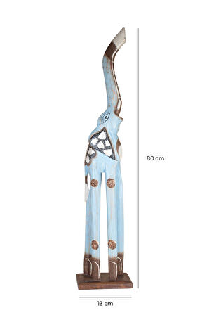 Dekoratif Ahşap Fil Objesi El Yapımı Doğal Tasarım 13 cm x 80 cm
