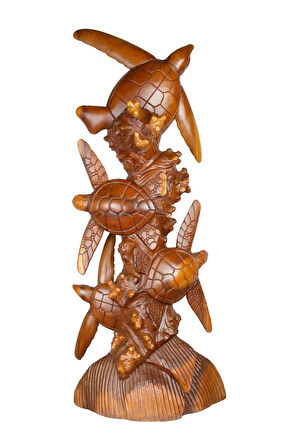 Doğal Ahşap Oyma Kaplumbağa El Yapımı Tek Parça 40 cm x 97 cm