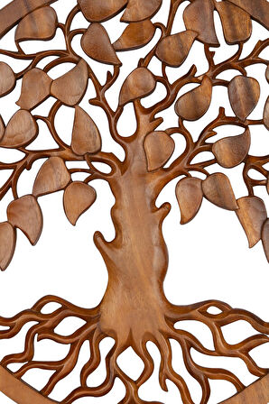Hayat Ağacı El Yapımı Ahşap ve Ağaç Oyma 40 cm x 40 cm
