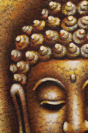 Altın Tonlarında Buda Portresi El Yapımı Tuval Tablo