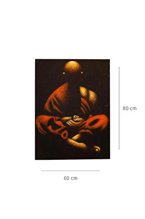 Meditasyon Halindeki Buda Kırmızı ve Altın Tonlarda Tuval Tablo