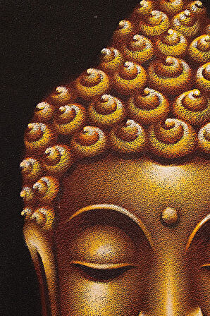 Altın Tonlarında Buda Portresi El Yapımı Tuval Tablo