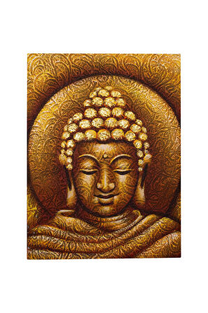 Altın Tonlarında Buda Portresi El Yapımı Tuval Tablo