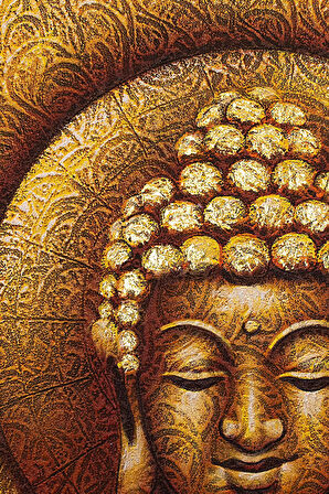 Altın Tonlarında Buda Portresi El Yapımı Tuval Tablo