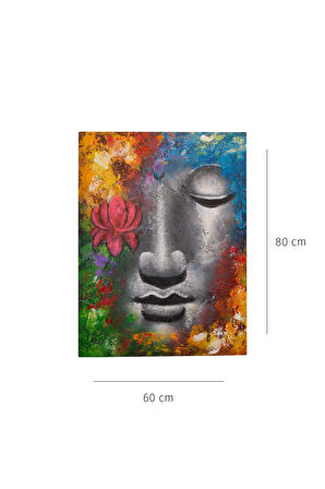 Renkli Lotus ve Buda Yüzü Modern Tuval Tablo