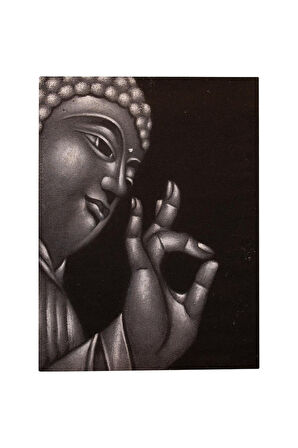 Siyah Tonlarında Buda Portresi El Yapımı Tuval Tablo