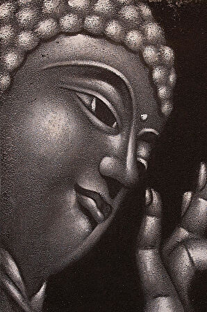 Siyah Tonlarında Buda Portresi El Yapımı Tuval Tablo