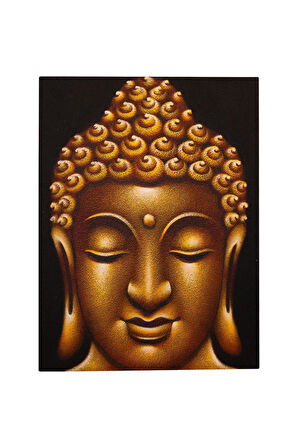 Altın Tonlarında Buda Portresi El Yapımı Tuval Tablo