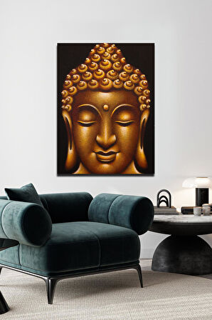Altın Tonlarında Buda Portresi El Yapımı Tuval Tablo