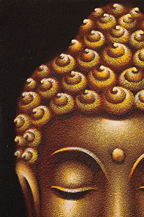 Altın Tonlarında Buda Portresi El Yapımı Tuval Tablo