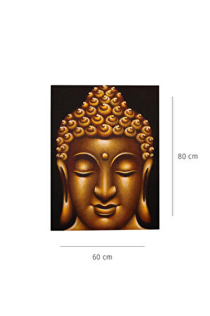 Altın Tonlarında Buda Portresi El Yapımı Tuval Tablo