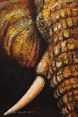 El Yapımı Altın Tonlarında 3’lü Fil Tuval Tablo Şans ve Bereket Sembolü