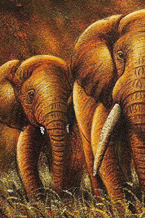 Anne ve Yavru Fil Doğanın Gücü Tuval Tablo