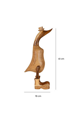 Dekoratif Hayvan Figürü Ahşap El Oyması Ördek 52 cm x 52 cm