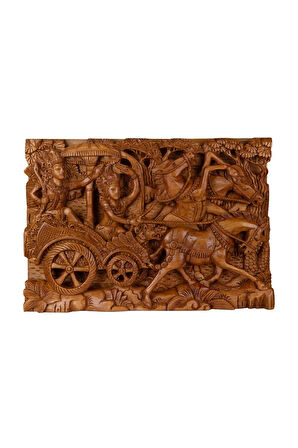 Tek Parça El Yapımı Oyma Tablo Doğal Ahşap Sanatı 33 cm x 48 cm