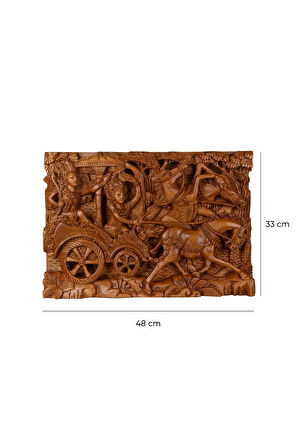 Tek Parça El Yapımı Oyma Tablo Doğal Ahşap Sanatı 33 cm x 48 cm