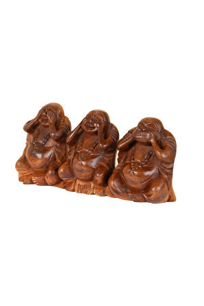El Yapımı Ahşap 3 Maymun Görmedim, Duymadım, Bilmiyorum 13 cm x 30 cm
