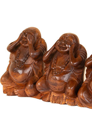 El Yapımı Ahşap 3 Maymun Görmedim, Duymadım, Bilmiyorum 13 cm x 30 cm
