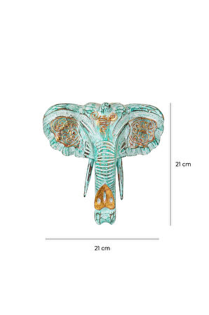 Dekoratif Ahşap Fil Objesi El Yapımı Doğal Tasarım 21 cm x 21 cm