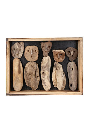 Dekoratif El Yapımı Ahşap Çerçeve Figür 30 cm x 40 cm