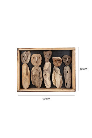 Dekoratif El Yapımı Ahşap Çerçeve Figür 30 cm x 40 cm