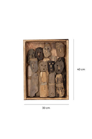 Dekoratif El Yapımı Ahşap Çerçeve Figür 30 cm x 40 cm