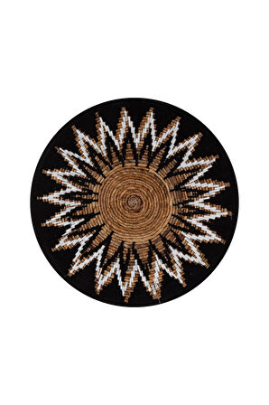 Bohem Hasır Yuvarlak Duvar Dekoru Bambu ve Makrome İle Yapılan Duvar Süsü 50 cm x 50 cm