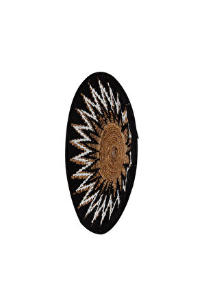 Bohem Hasır Yuvarlak Duvar Dekoru Bambu ve Makrome İle Yapılan Duvar Süsü 50 cm x 50 cm