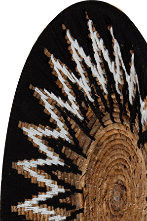 Bohem Hasır Yuvarlak Duvar Dekoru Bambu ve Makrome İle Yapılan Duvar Süsü 50 cm x 50 cm