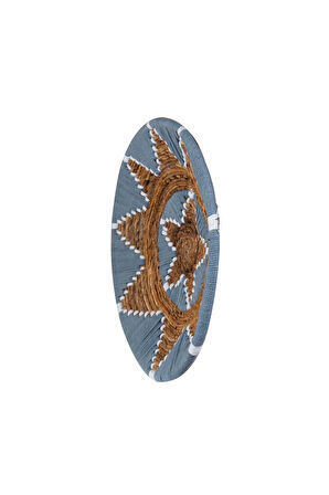 Bohem Hasır Yuvarlak Duvar Dekoru Bambu ve Makrome İle Yapılan Duvar Süsü 50 cm x 50 cm