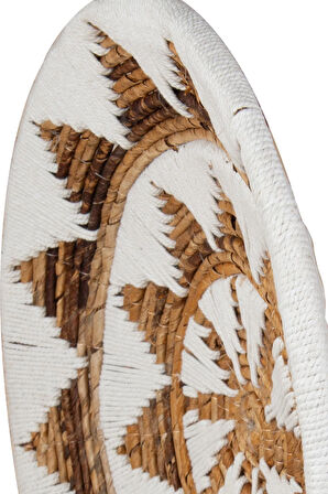 Bohem Hasır Yuvarlak Duvar Dekoru Bambu ve Makrome İle Yapılan Duvar Süsü 50 cm x 50 cm