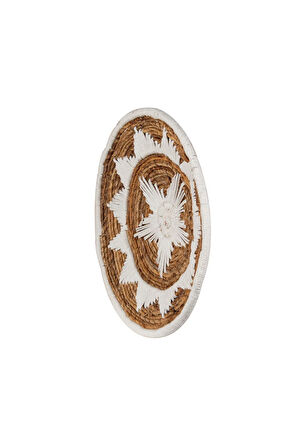 Bohem Hasır Yuvarlak Duvar Dekoru Bambu ve Makrome İle Yapılan Duvar Süsü 50 cm x 50 cm