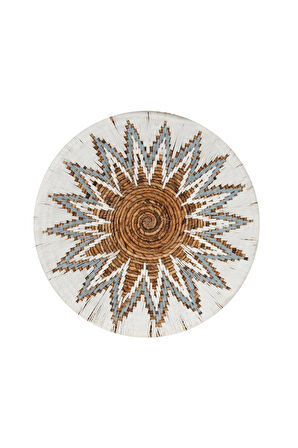 Bohem Hasır Yuvarlak Duvar Dekoru Bambu ve Makrome İle Yapılan Duvar Süsü 50 cm x 50 cm