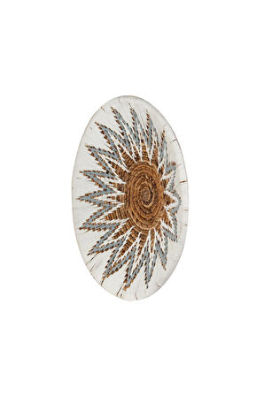 Bohem Hasır Yuvarlak Duvar Dekoru Bambu ve Makrome İle Yapılan Duvar Süsü 50 cm x 50 cm